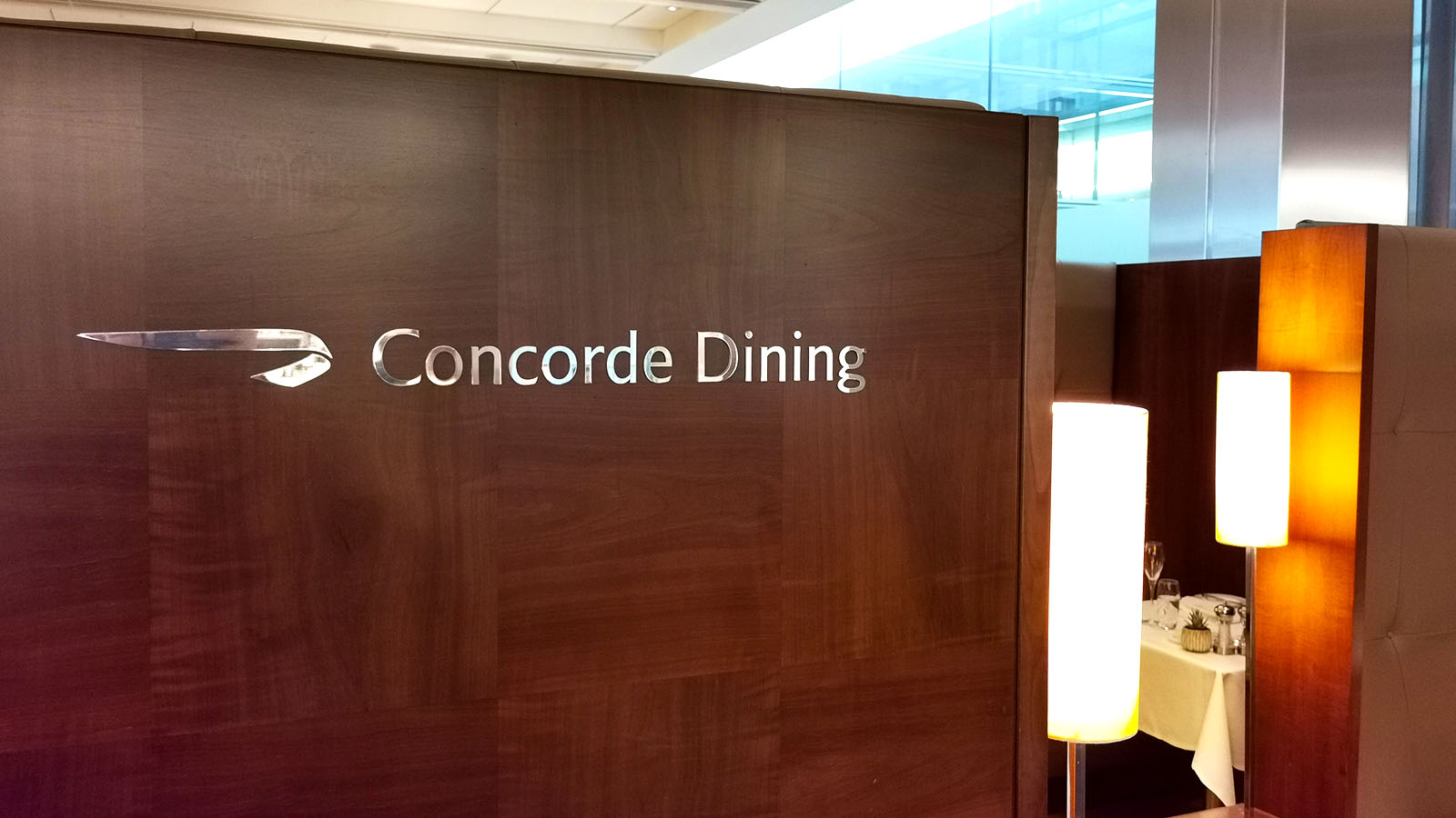 Dining room in the BA Concorde Room at London Heathrow