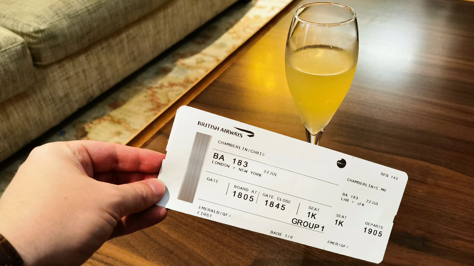 Boarding pass for travel in British Airways First