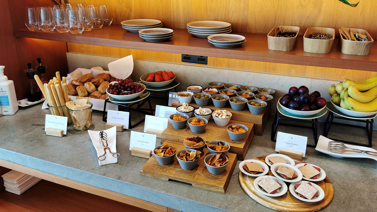 Snacks in the Cathay Pacific First Class Lounge, London Heathrow