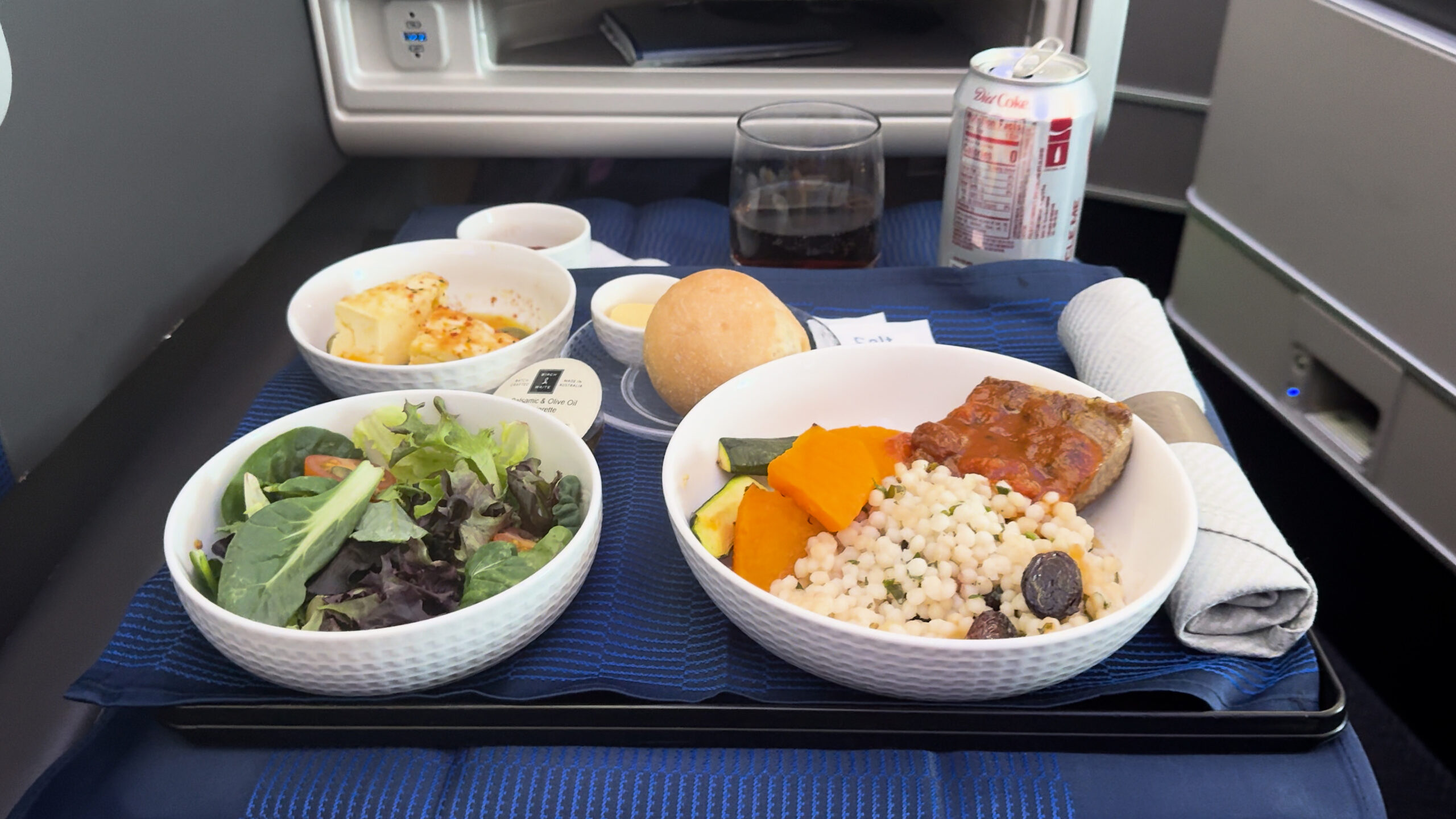 Dinner on United Airlines Business Class