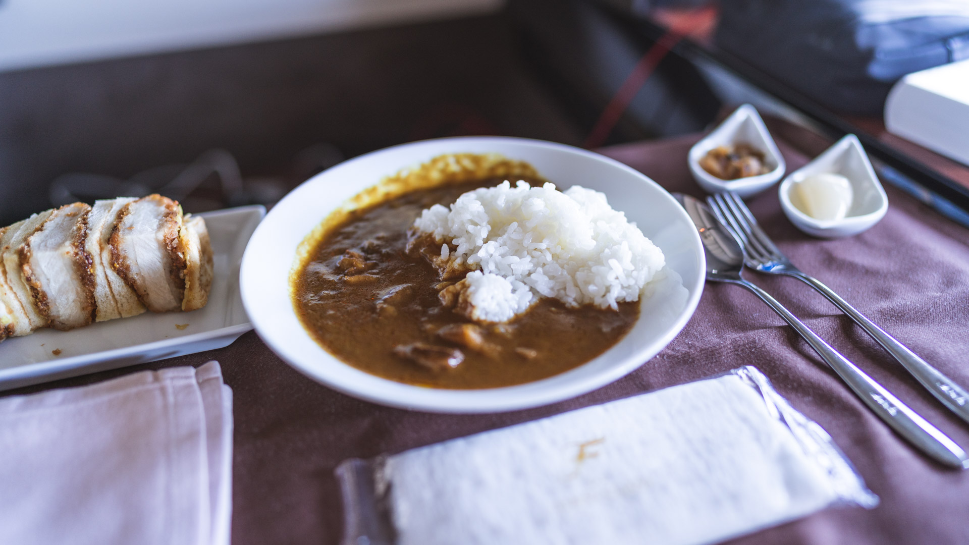 Japan Airlines Boeing 777 First Class wagyu curry