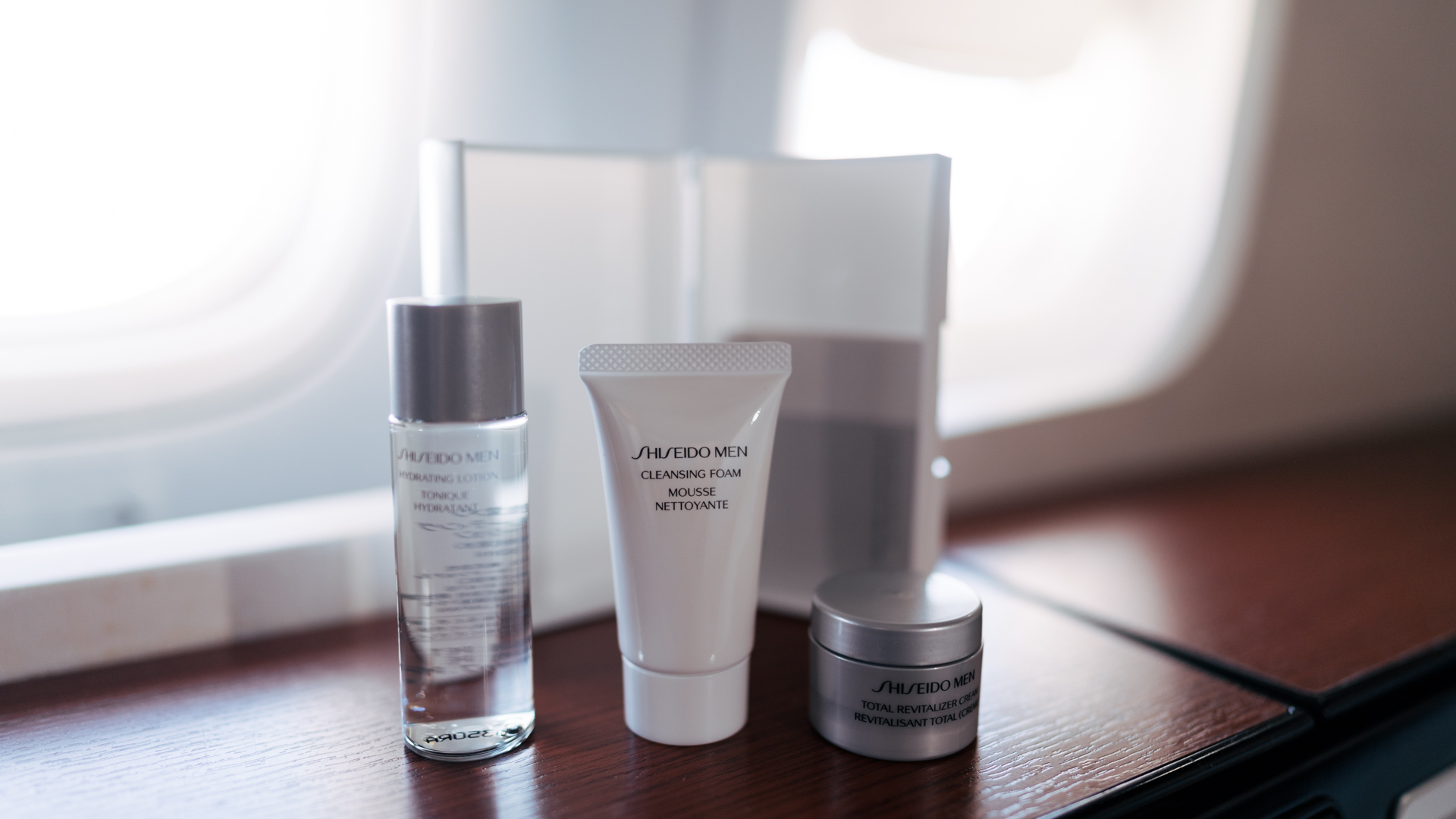 Japan Airlines Boeing 777 First Class Shiseido products
