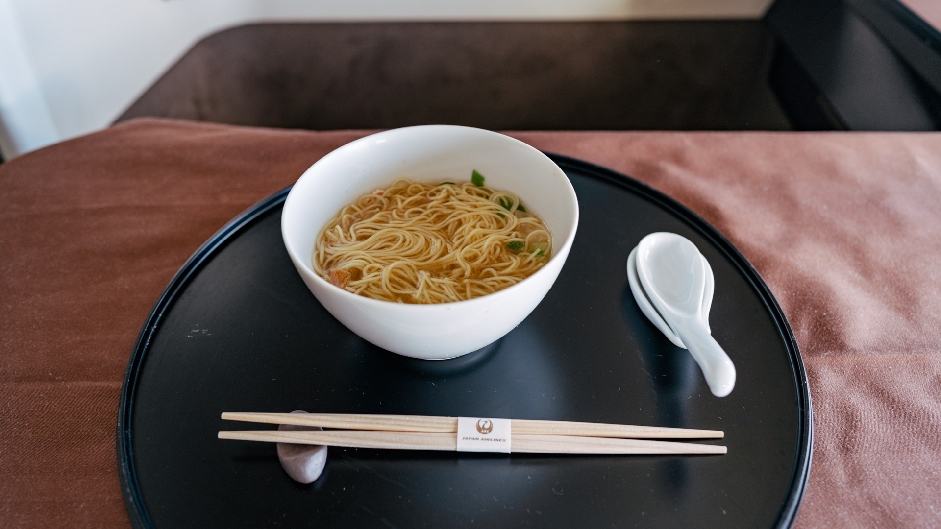 Japan Airlines Boeing 777 First Class JAL soba noodle