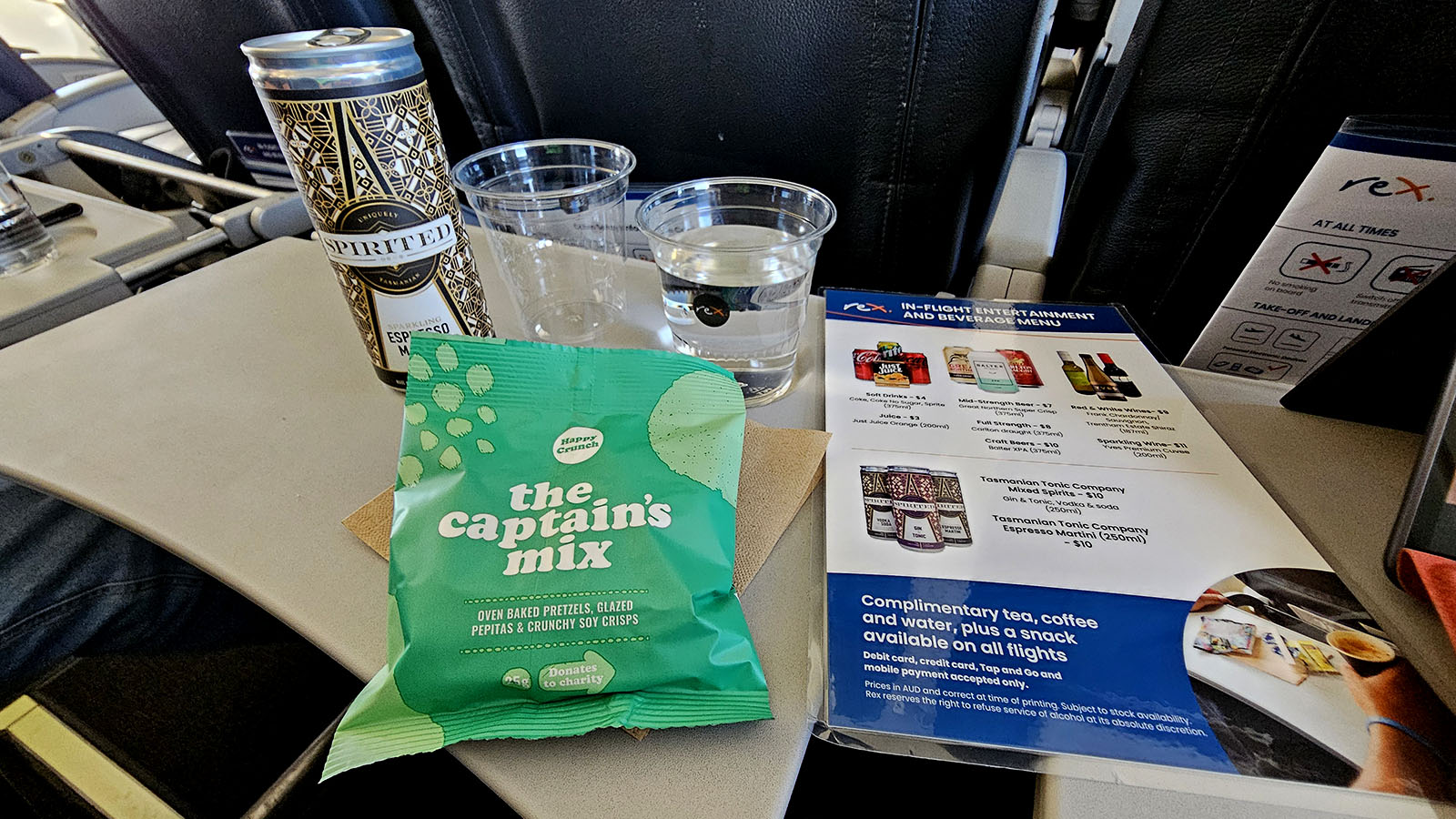 Espresso martini in Rex Boeing 737 Economy Class