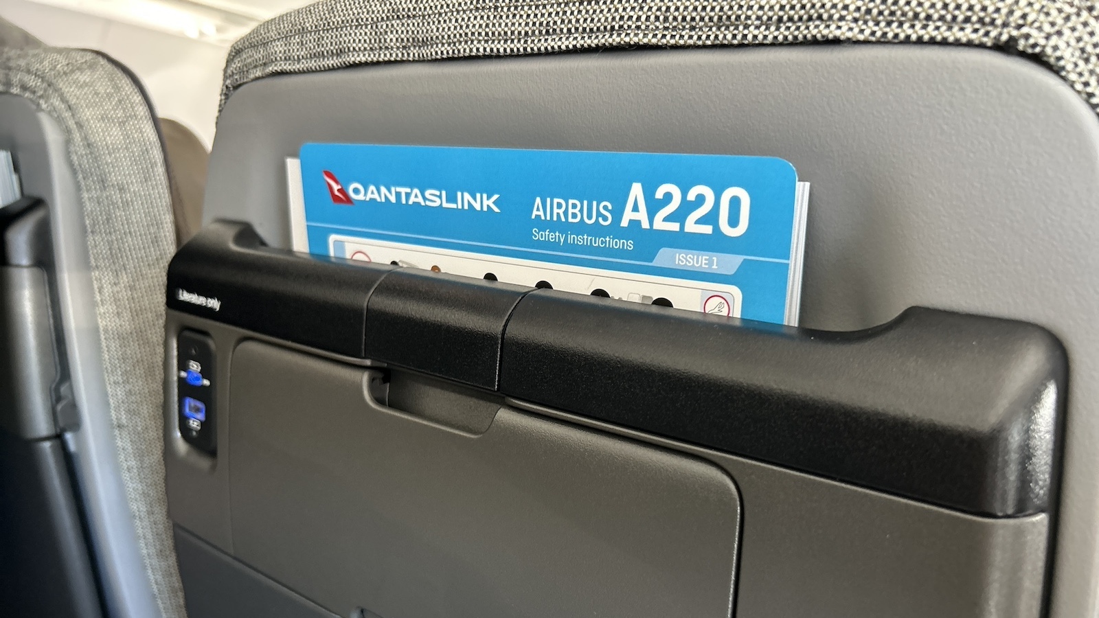 Qantaslink A220 Economy Class Seats LIterature Pocket Tablet Holder Point Hacks by Daniel Sciberras