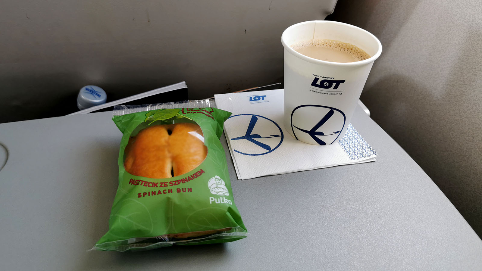 Refreshment in LOT Polish Airlines Embraer E195 Economy Class
