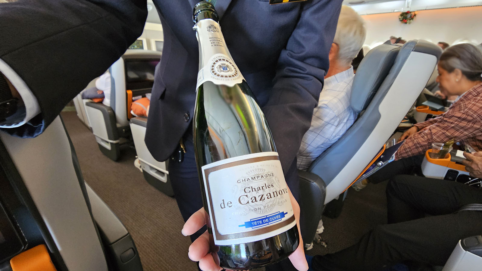 Wine bottle in Singapore Airlines Airbus A380 Premium Economy