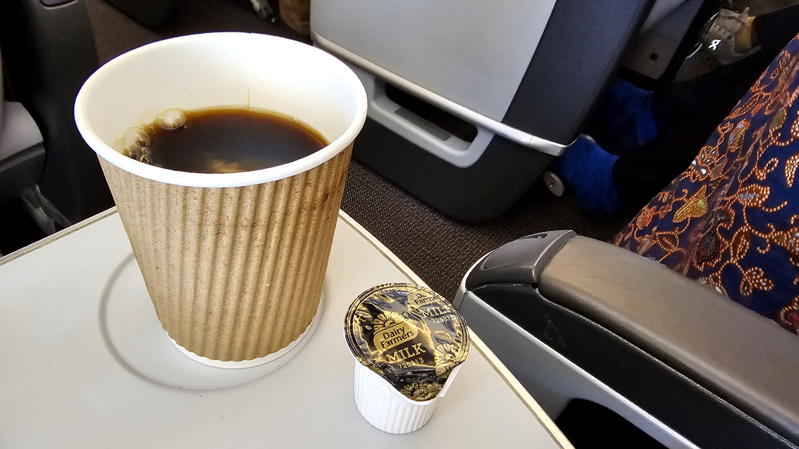 Black coffee in Singapore Airlines Airbus A380 Premium Economy