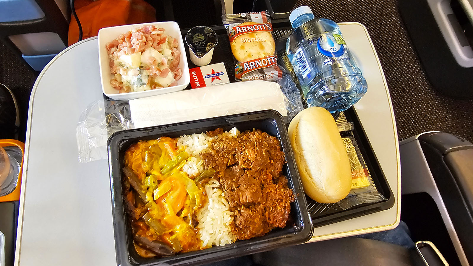Beef rendang in Singapore Airlines Airbus A380 Premium Economy