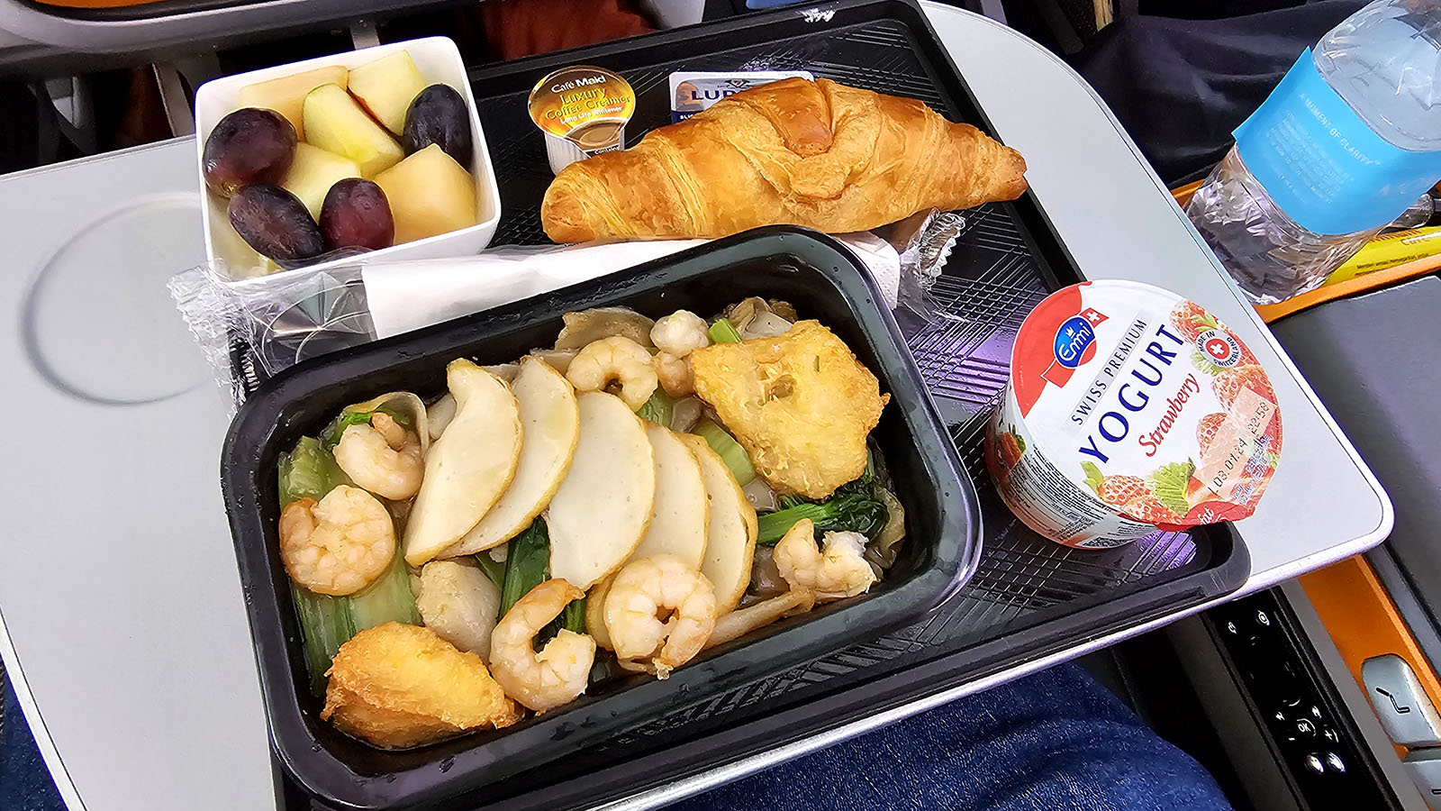 Hot food in Singapore Airlines Airbus A380 Premium Economy