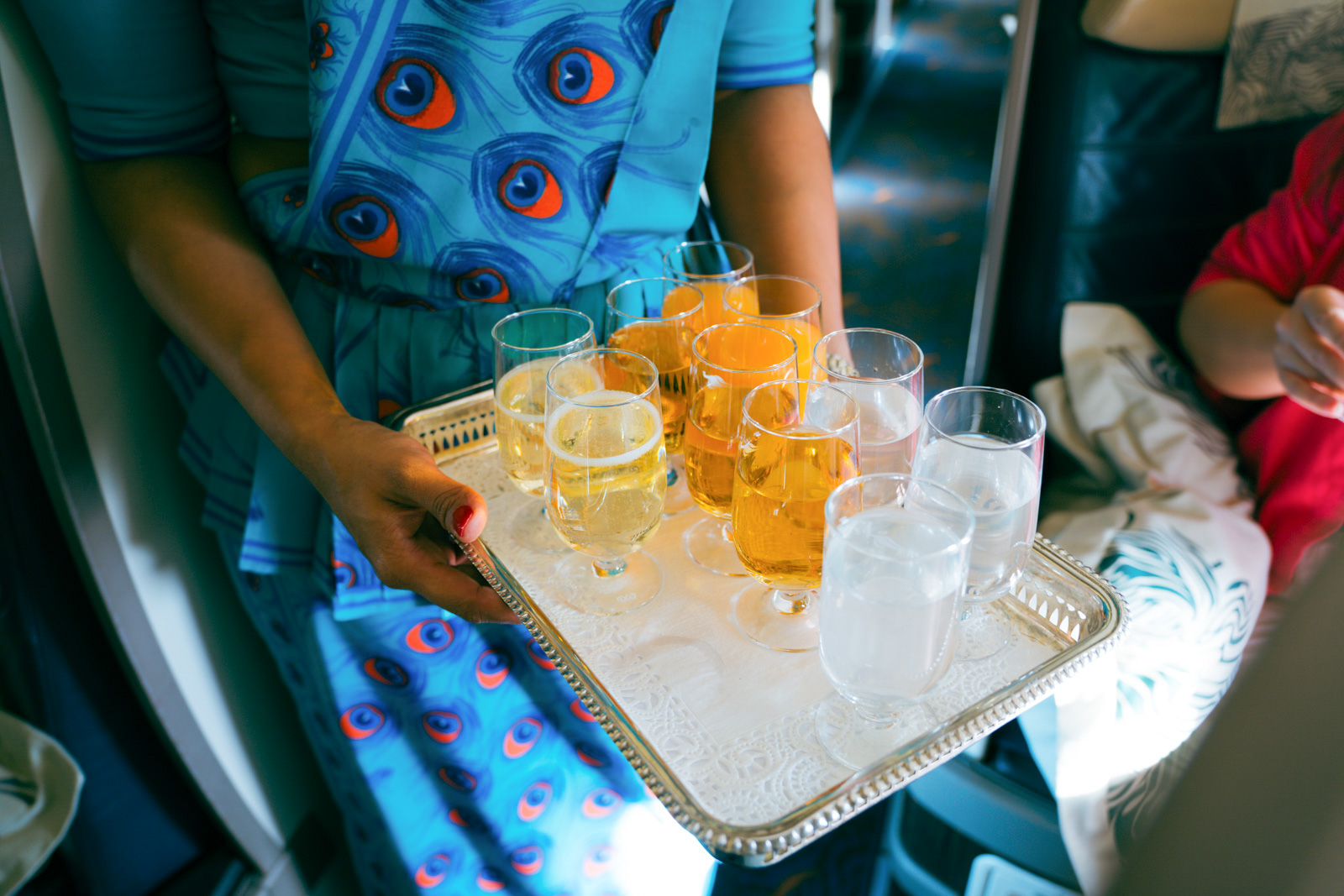Pre-departure drinks on SriLankan Airlines Business Class