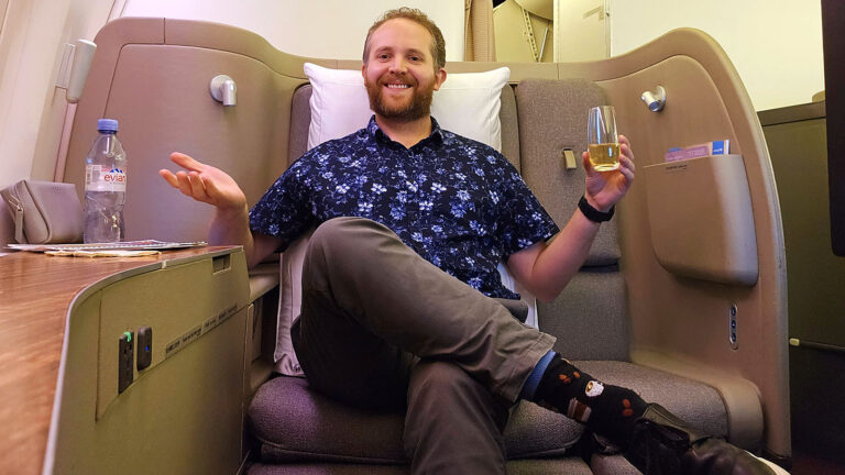 Chris Chamberlin in Cathay Pacific First Class
