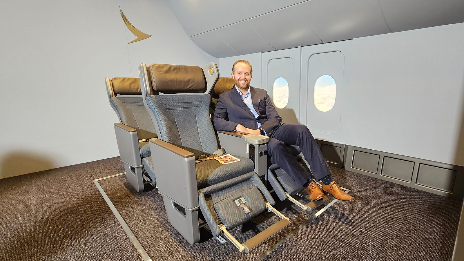 Passenger in Cathay Pacific's new Premium Economy