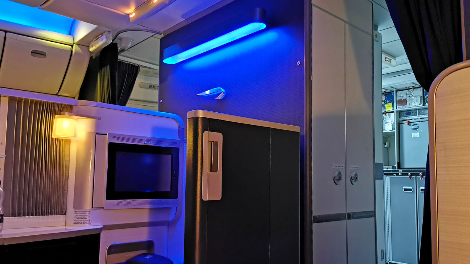 Mood lit cabin in British Airways First