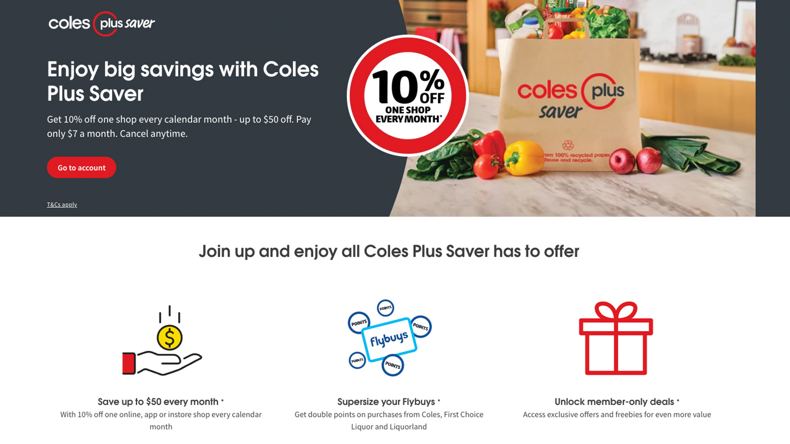 Benefits of Coles Plus Saver subscription
