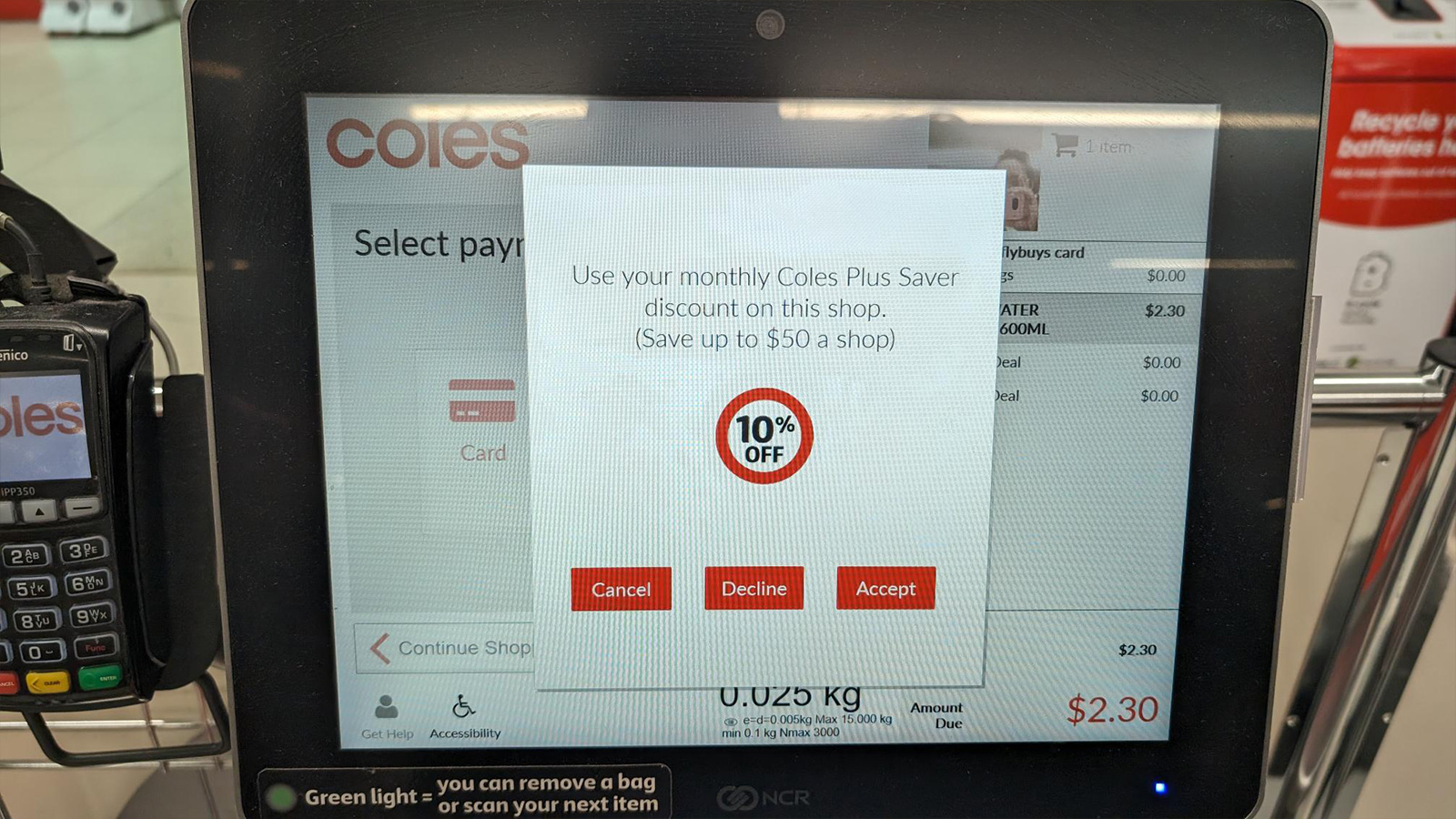 Coles Plus Saver 10% discount at checkout