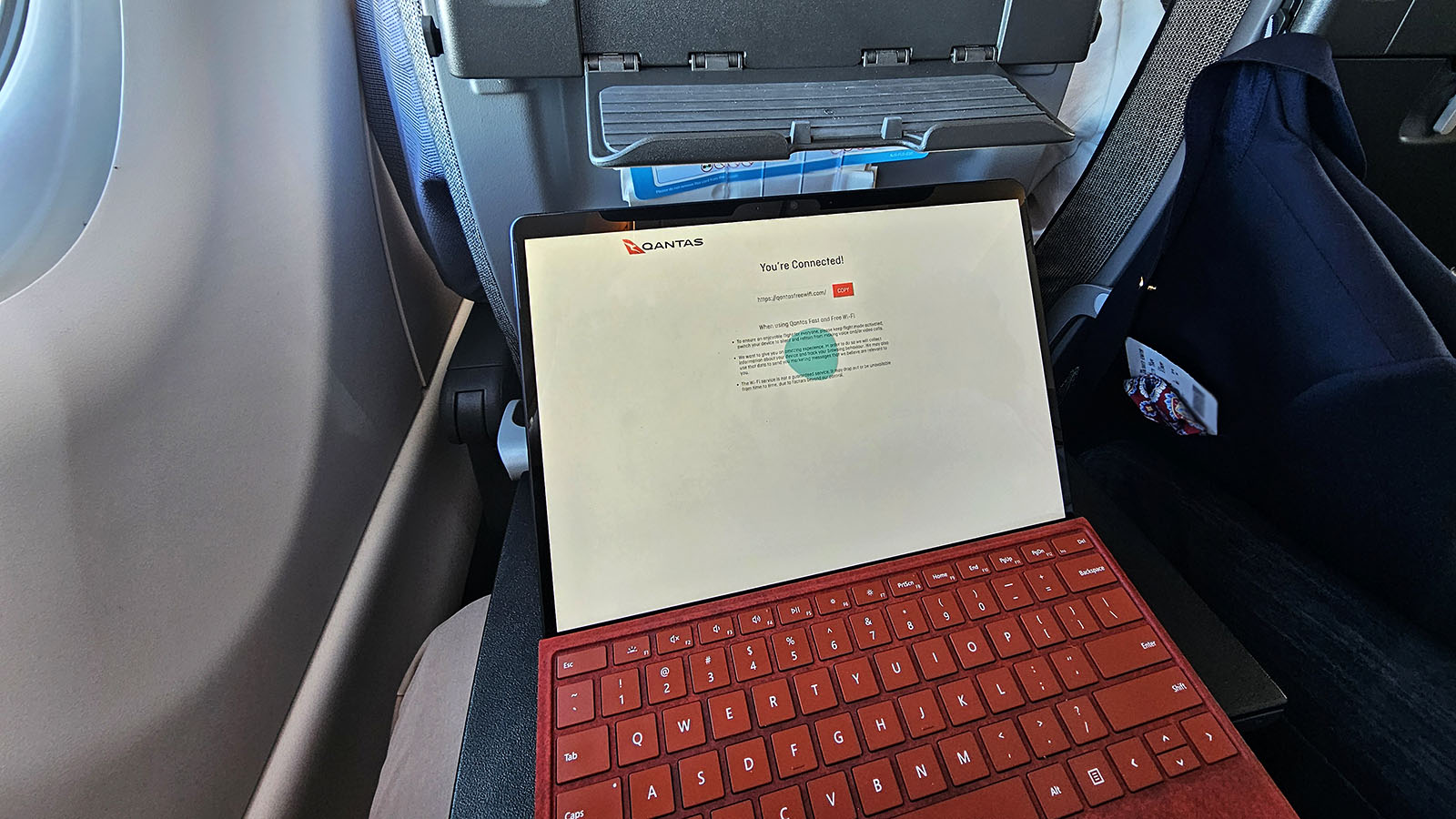 Connectivity in QantasLink Airbus A220 Economy