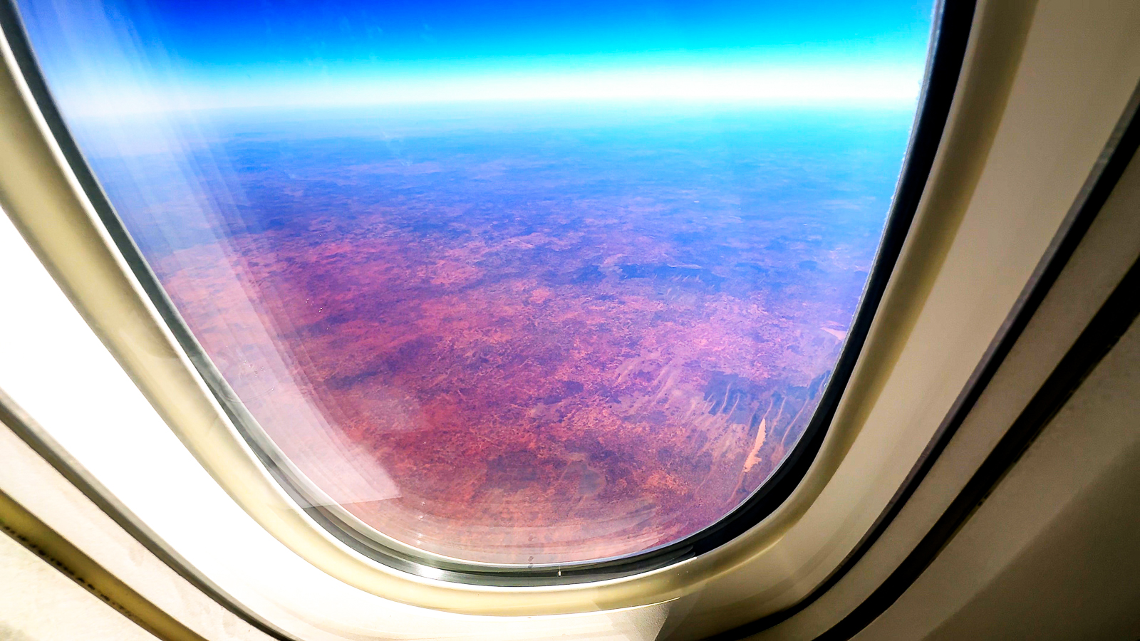 Window view from Qatar Airways Qsuite Melbourne to Doha