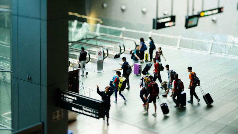 Airport security queue