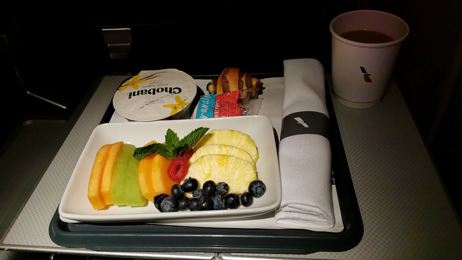 Meal in American Airlines Premium Economy