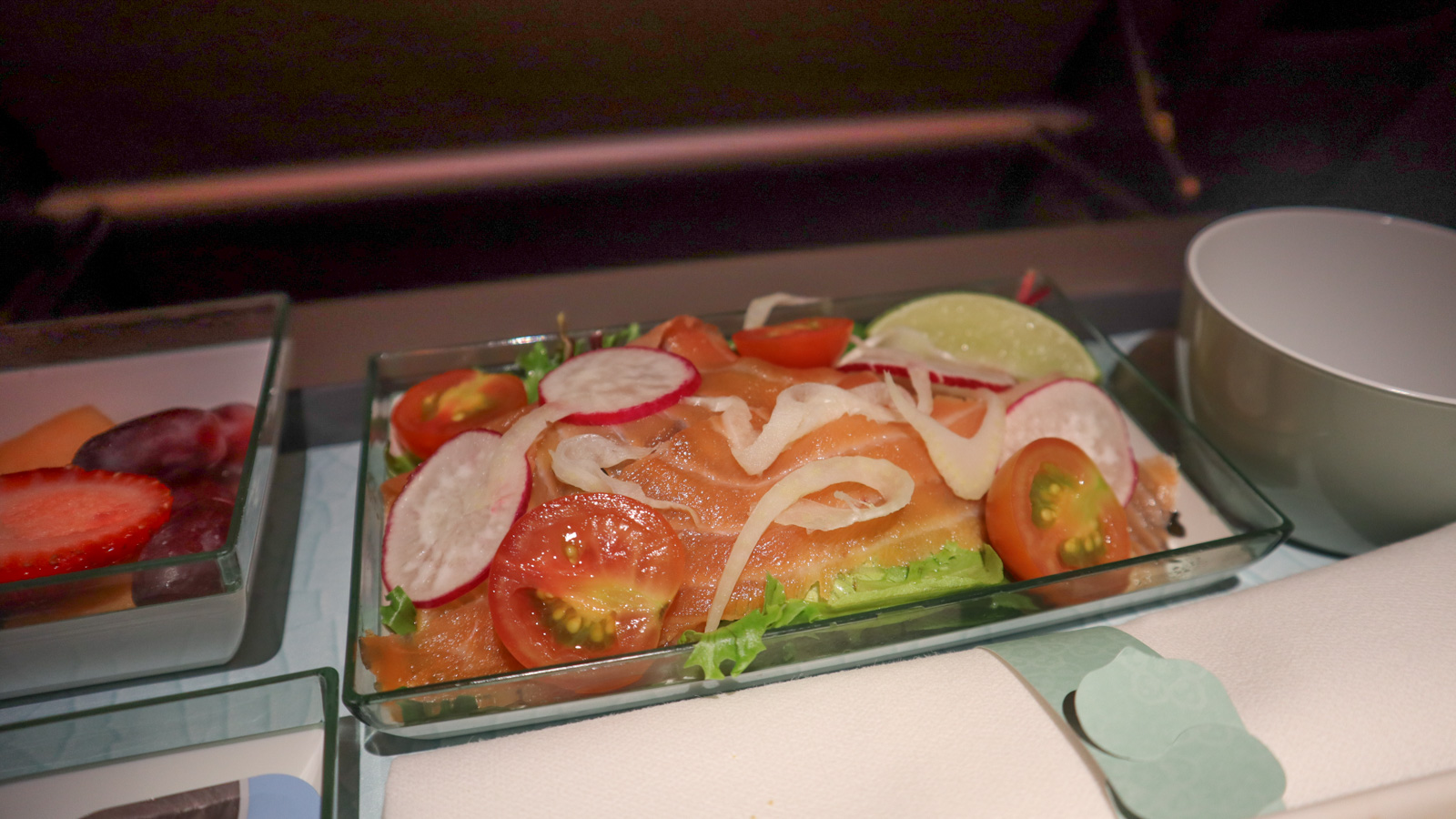 Smoked salmon salad - China Airlines Premium Economy MEL-TPE