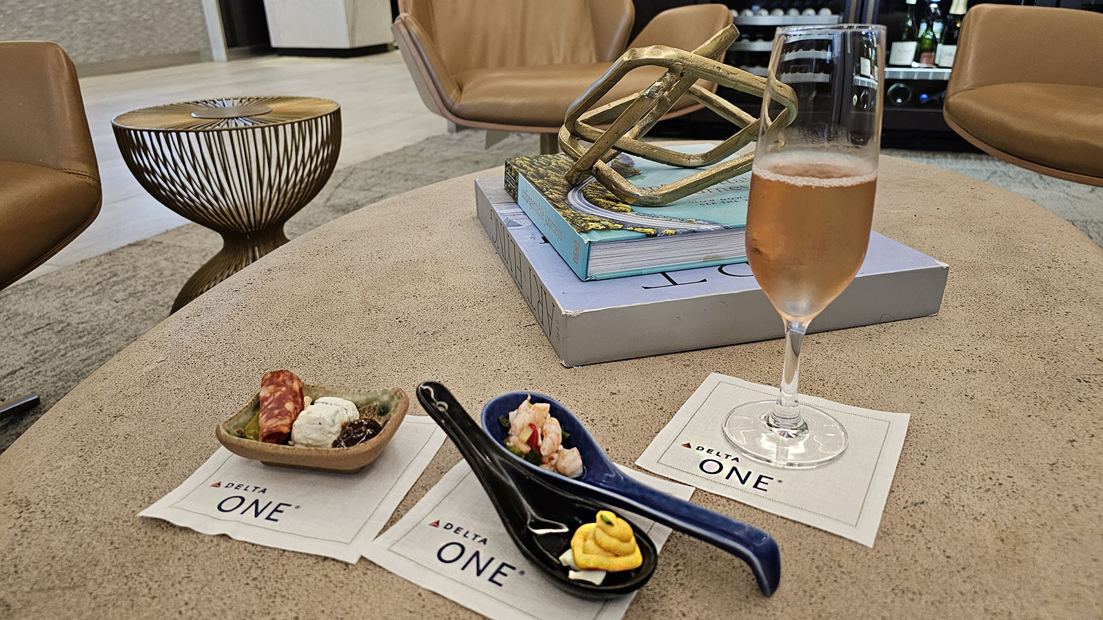 Canapes for Delta One passengers at LAX