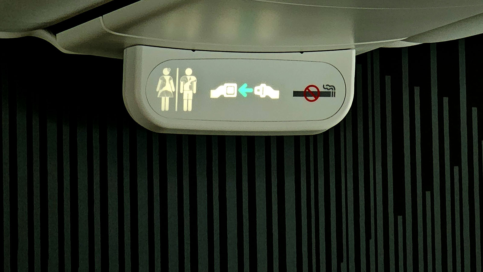 Lighted sign on Hawaiian Airlines' new premium aircract
