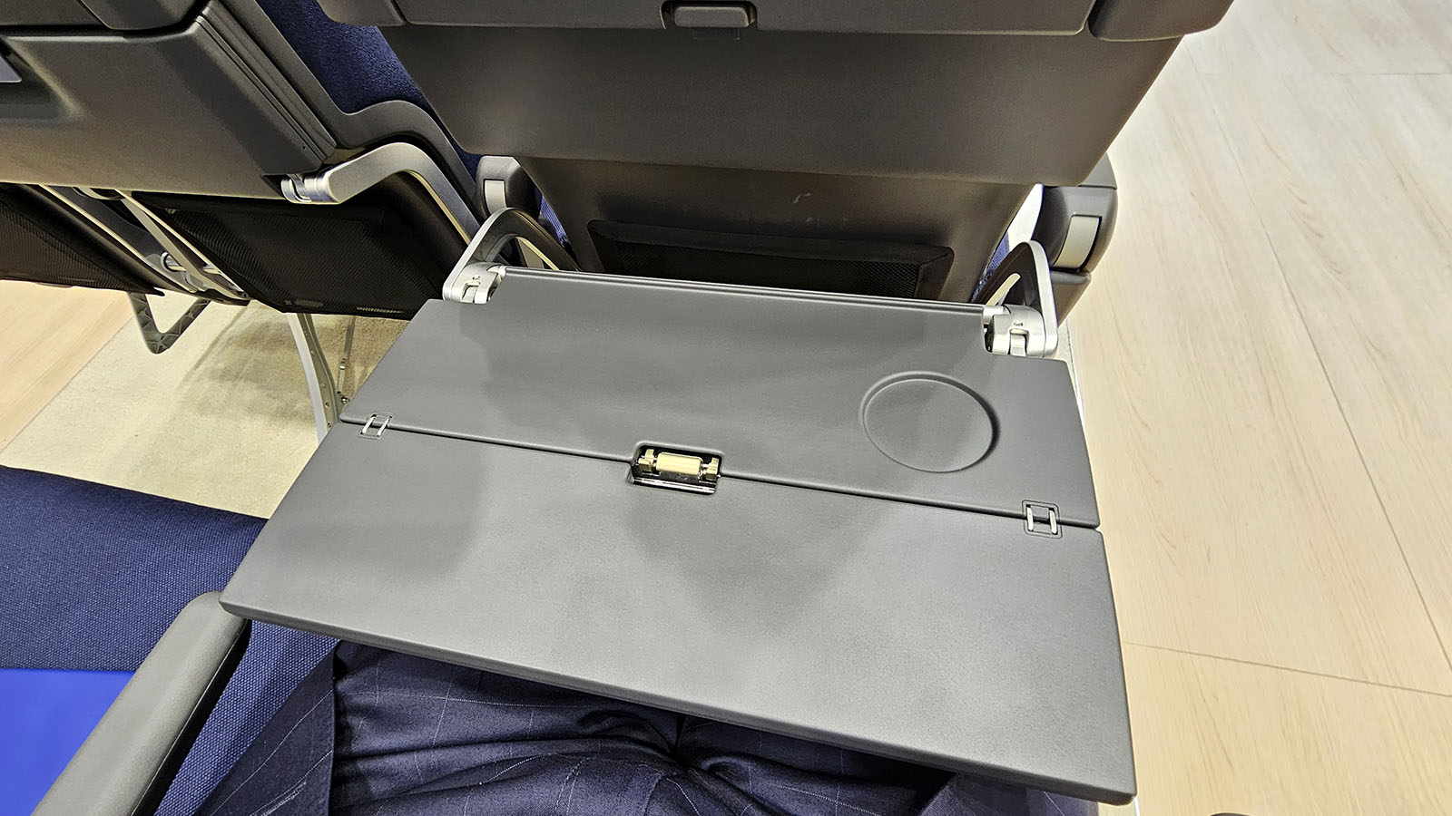 Standard tray table in Qantas' Project Sunrise Economy seat