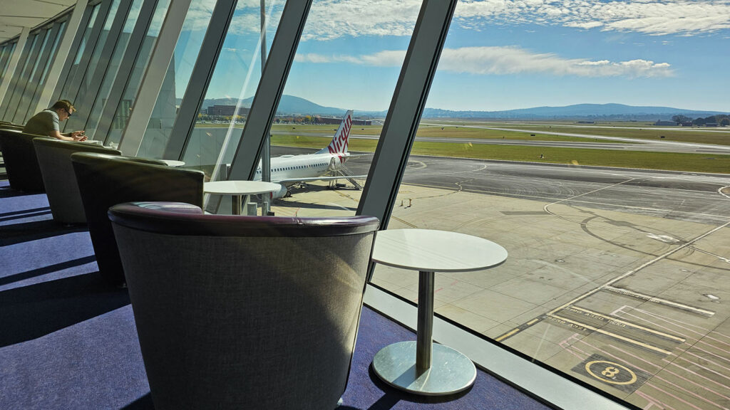 Seating in the Virgin Australia Lounge in Canberra