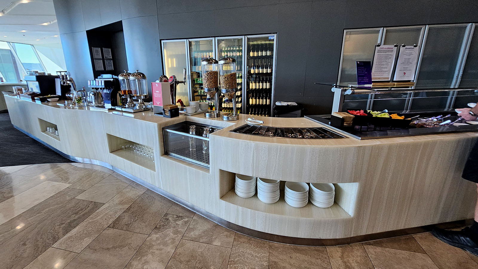 Self serve area in the Virgin Australia Lounge, Canberra