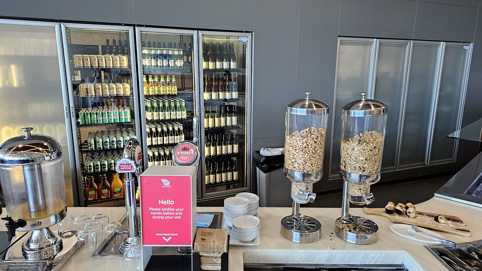 Breakfast options in the Virgin Australia Lounge, Canberra