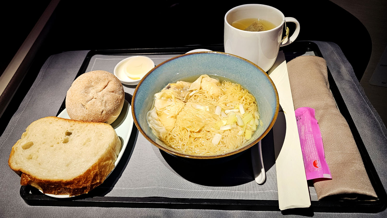 Dinner in Cathay Pacific Airbus A350 Business Class