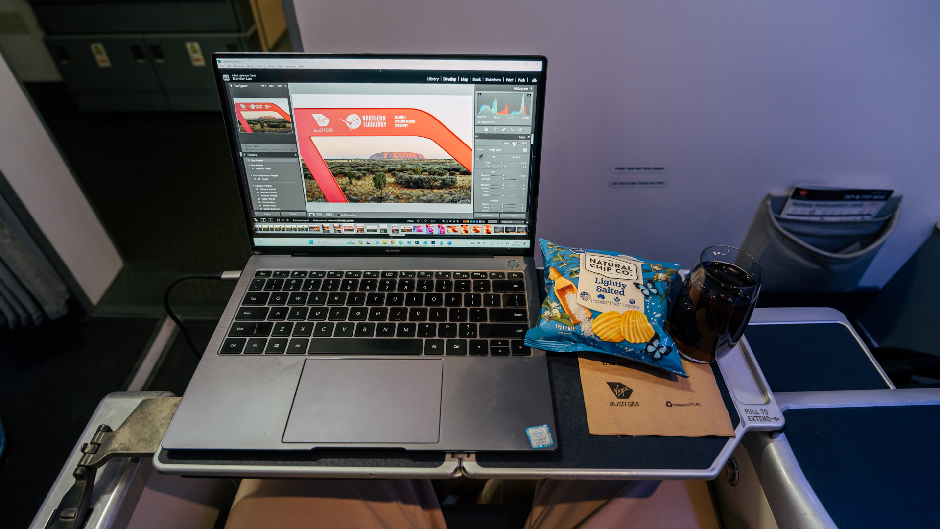 Virgin Australia 737 Business Class laptop