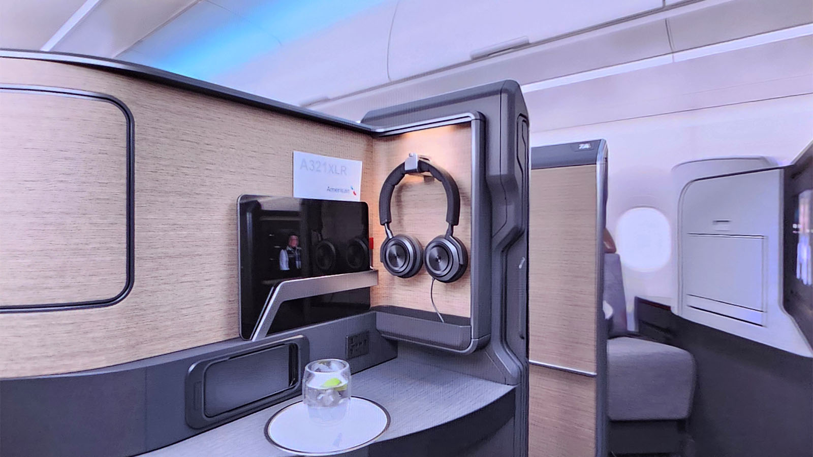 Headphone storage in the Flagship cabin on AA's Airbus A321XLR