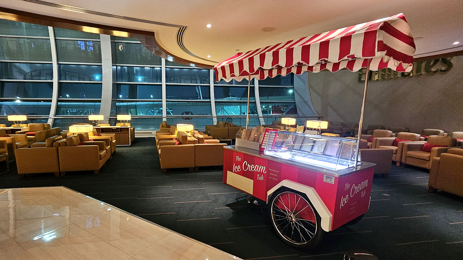 Gelato in the Emirates Business Class Lounge, Dubai T3 Concourse C