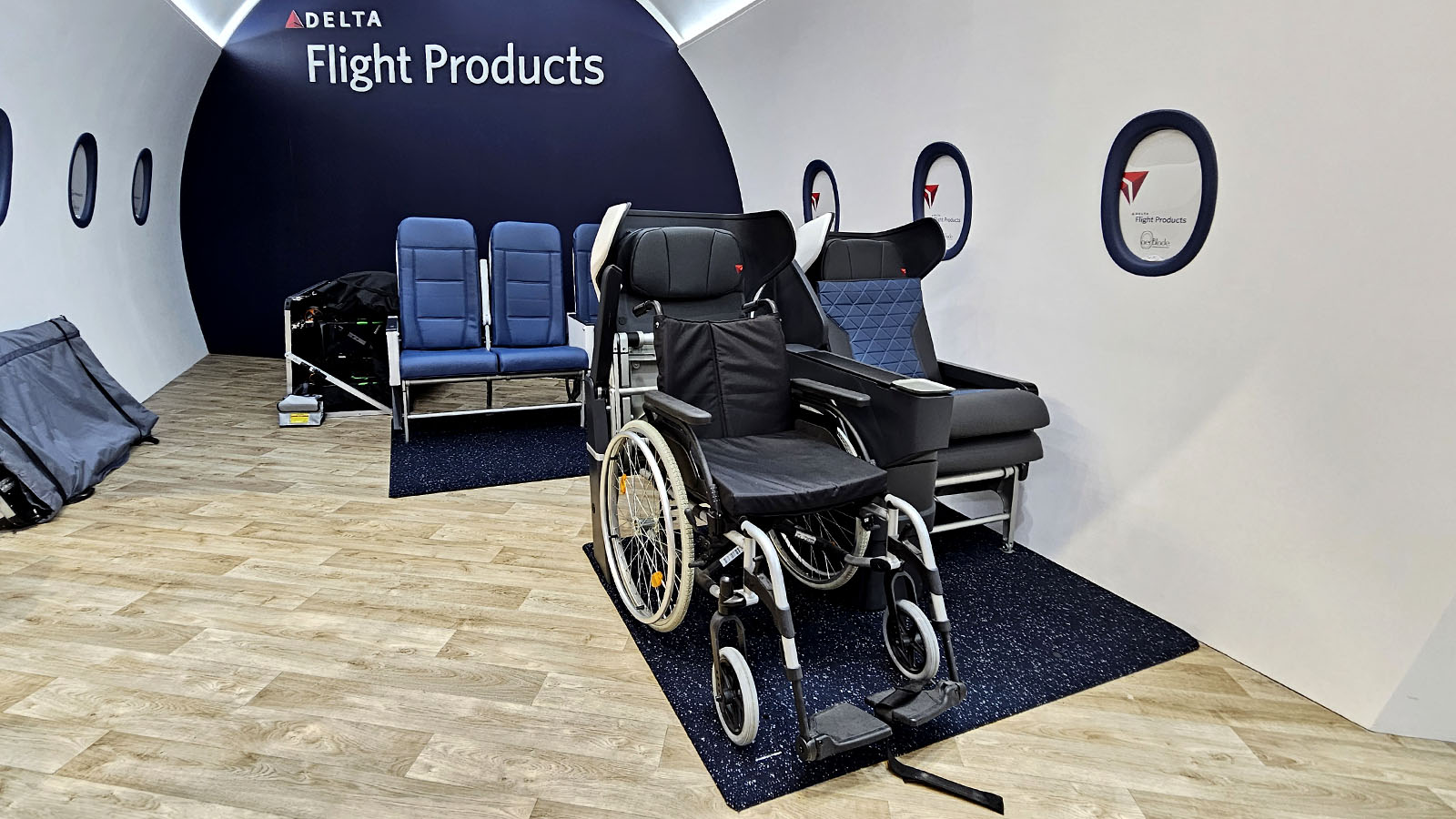 Wheelchair positioned in Delta PRM Suite concept