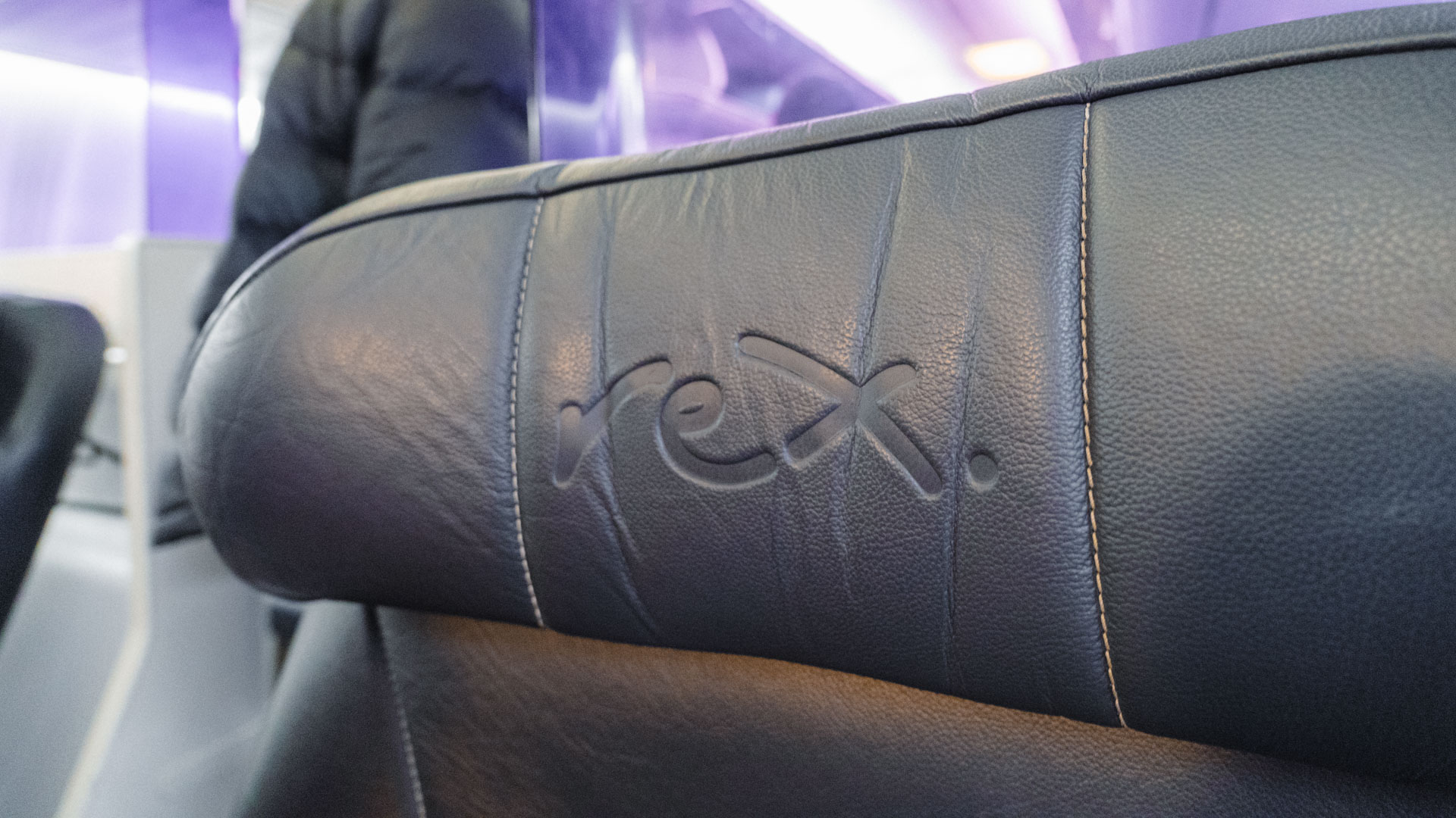 Rex Melbourne-Perth Business Class upholstery.