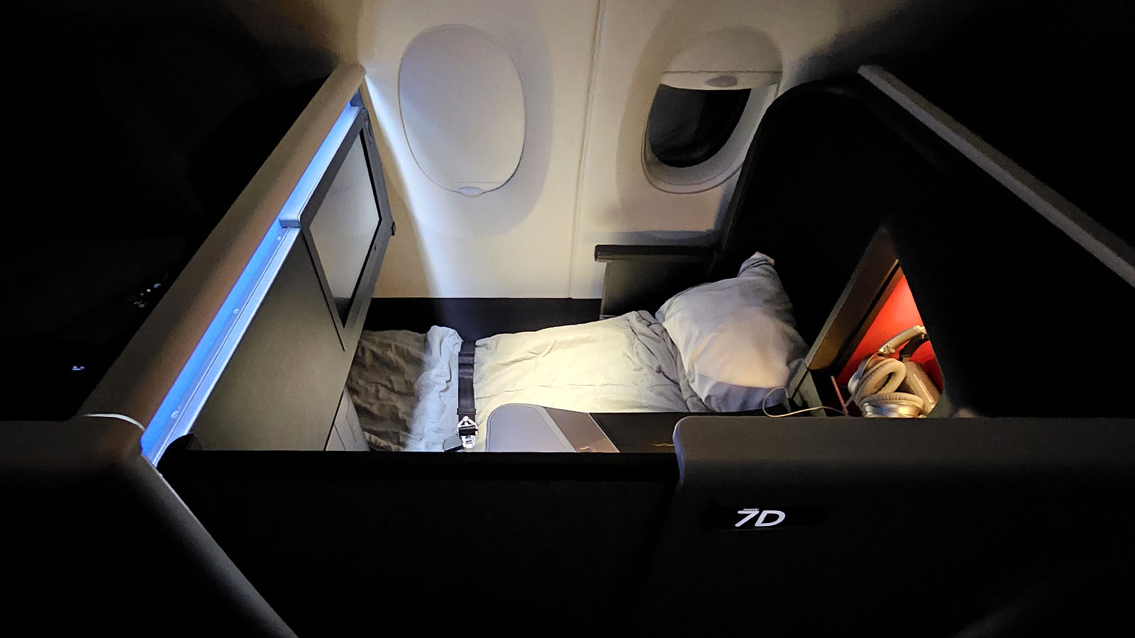 Ready for bed in Delta One on the Airbus A350
