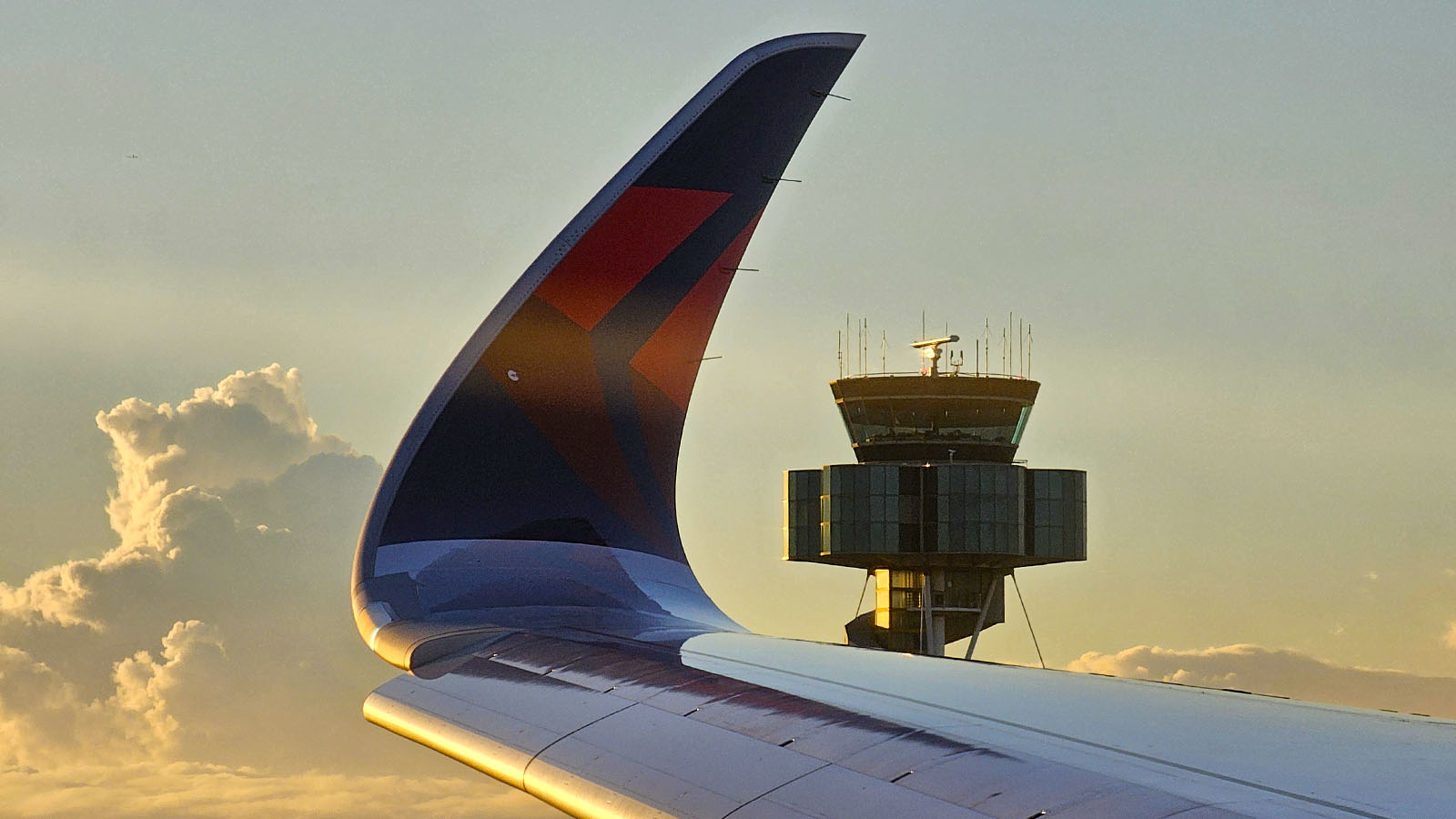 Control tower and winglet from Delta One on the Airbus A350