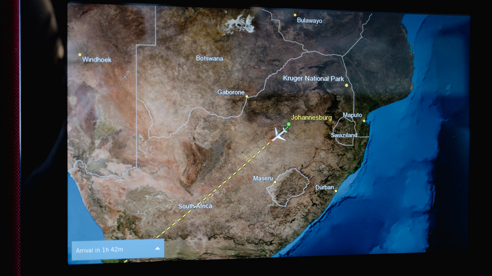 South African Airbus A330 moving map