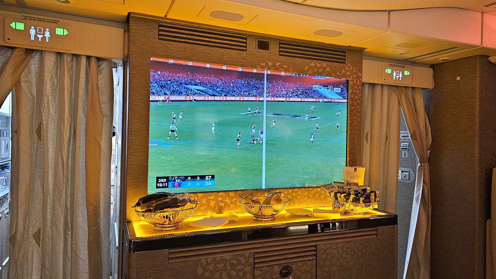 AFL in the Emirates A380 onboard lounge