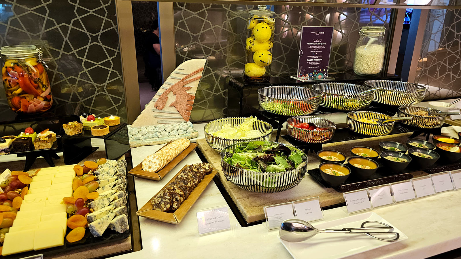 Snacks in the Qatar Airways Premium Lounge, Singapore