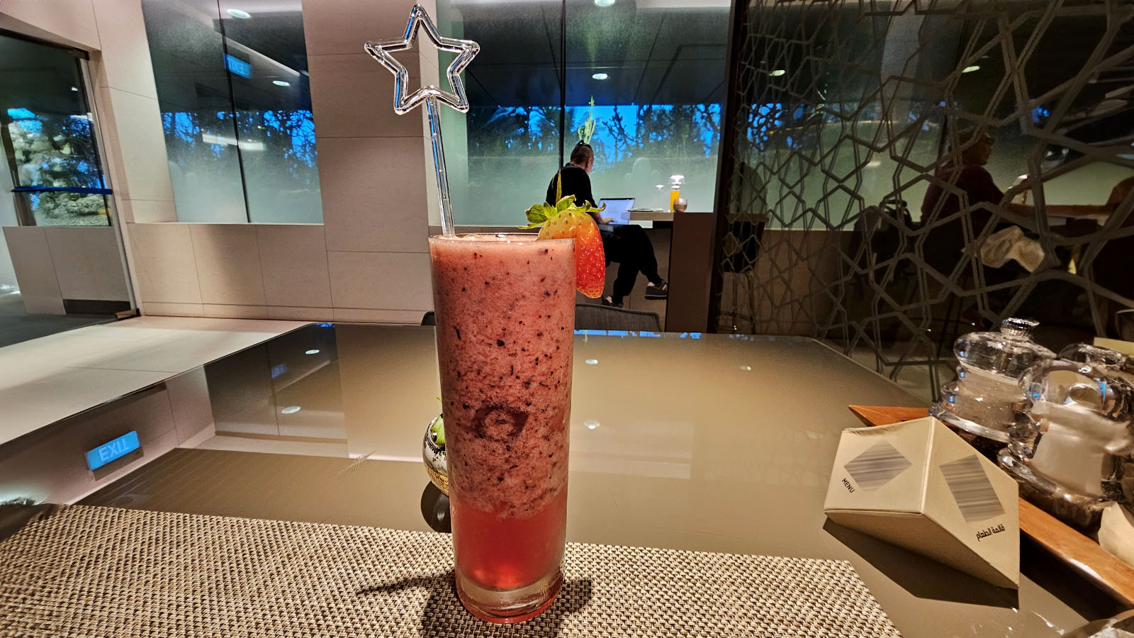 Berry Twist in the Qatar Airways Premium Lounge, Singapore