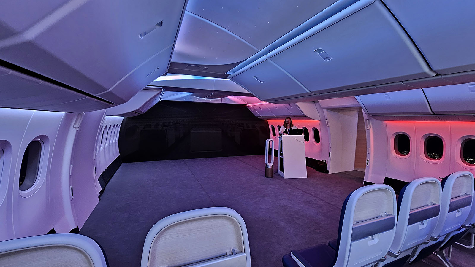 Sample cabin of the Boeing 777X