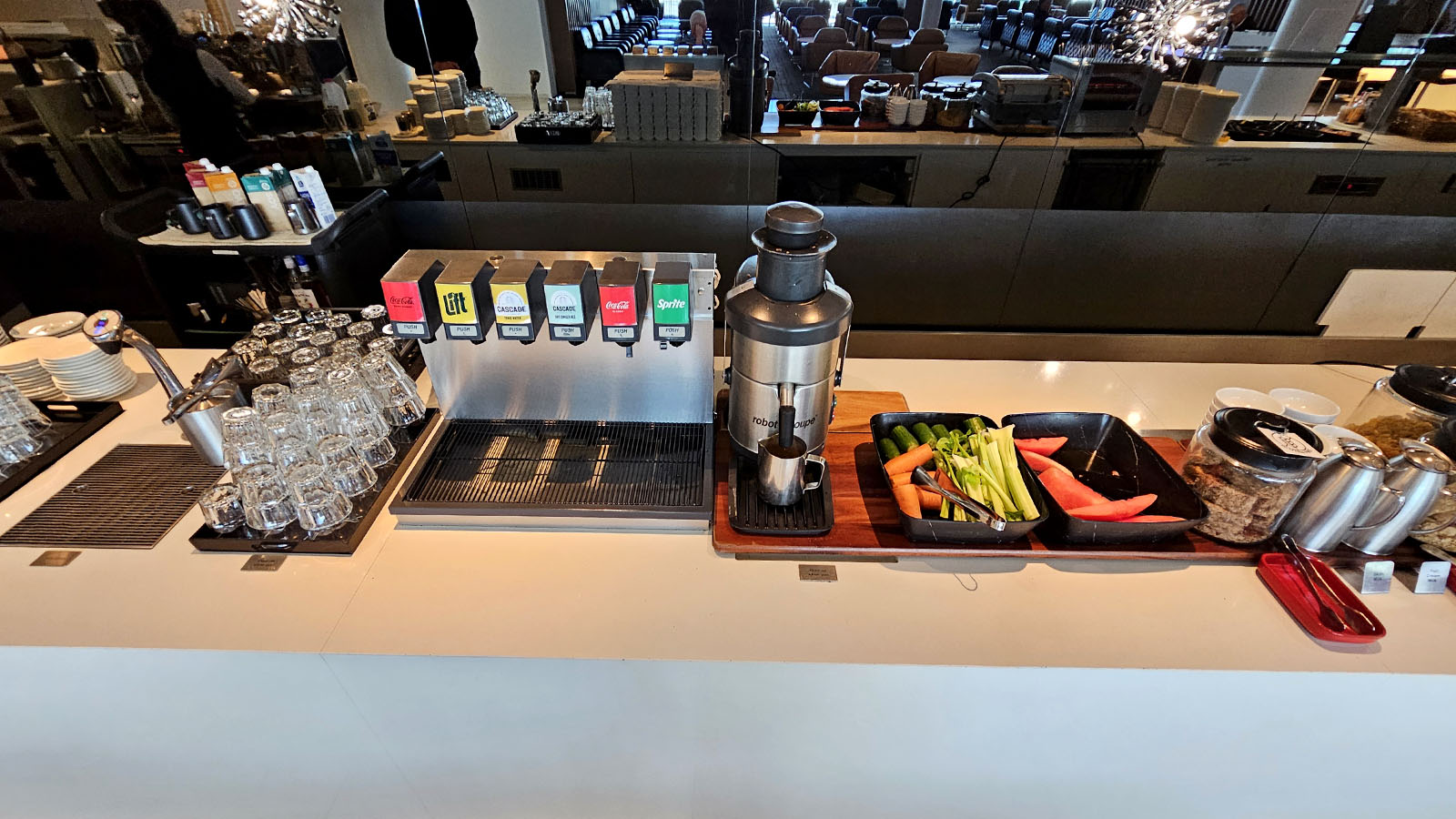 Soda in the Qantas Domestic Business Lounge, Canberra