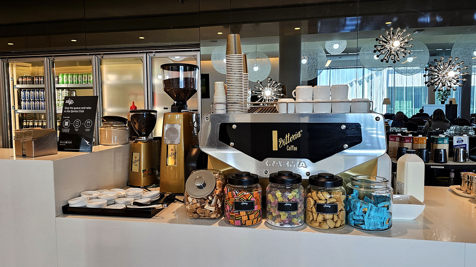 Barista station in the Qantas Domestic Business Lounge, Canberra