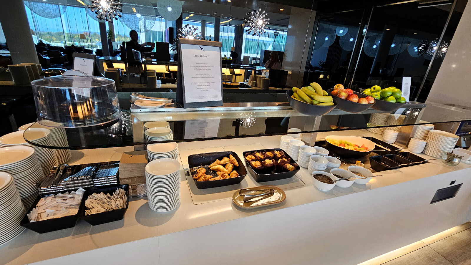 Snacks in the Qantas Domestic Business Lounge, Canberra