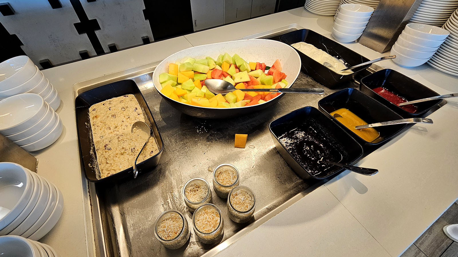 Fresh options in the Qantas Domestic Business Lounge, Canberra