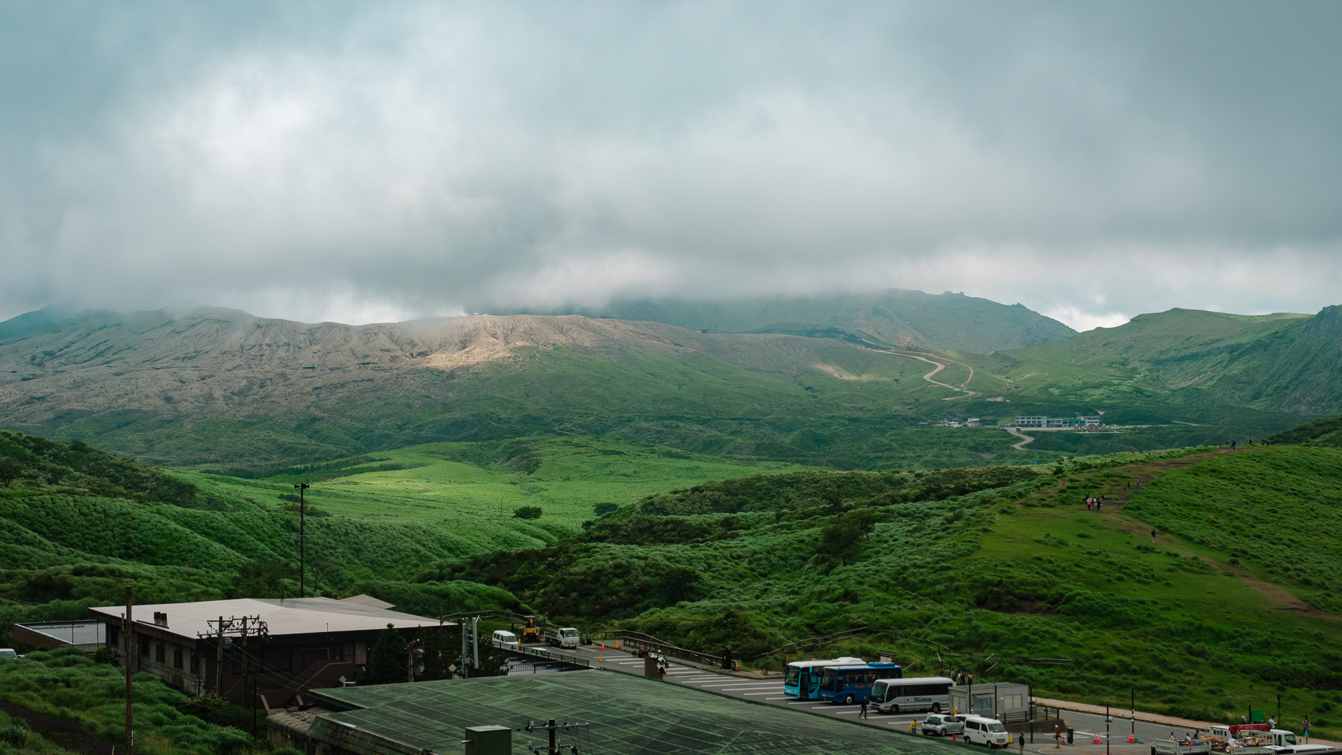 View of Mount Aso crater, Japan