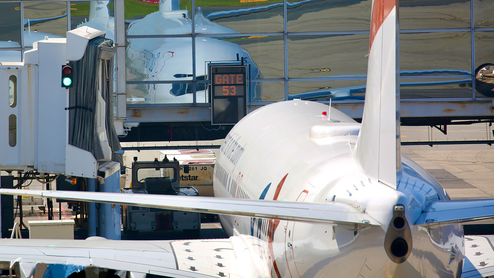 Rex Boeing 737 sitting at the gate. Rex is in voluntary administration.